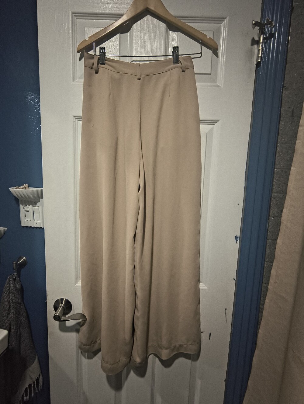 Tronjari Camel Tan High Waisted Pleated Wide Leg Trouser Size S - Picture 5 of 11